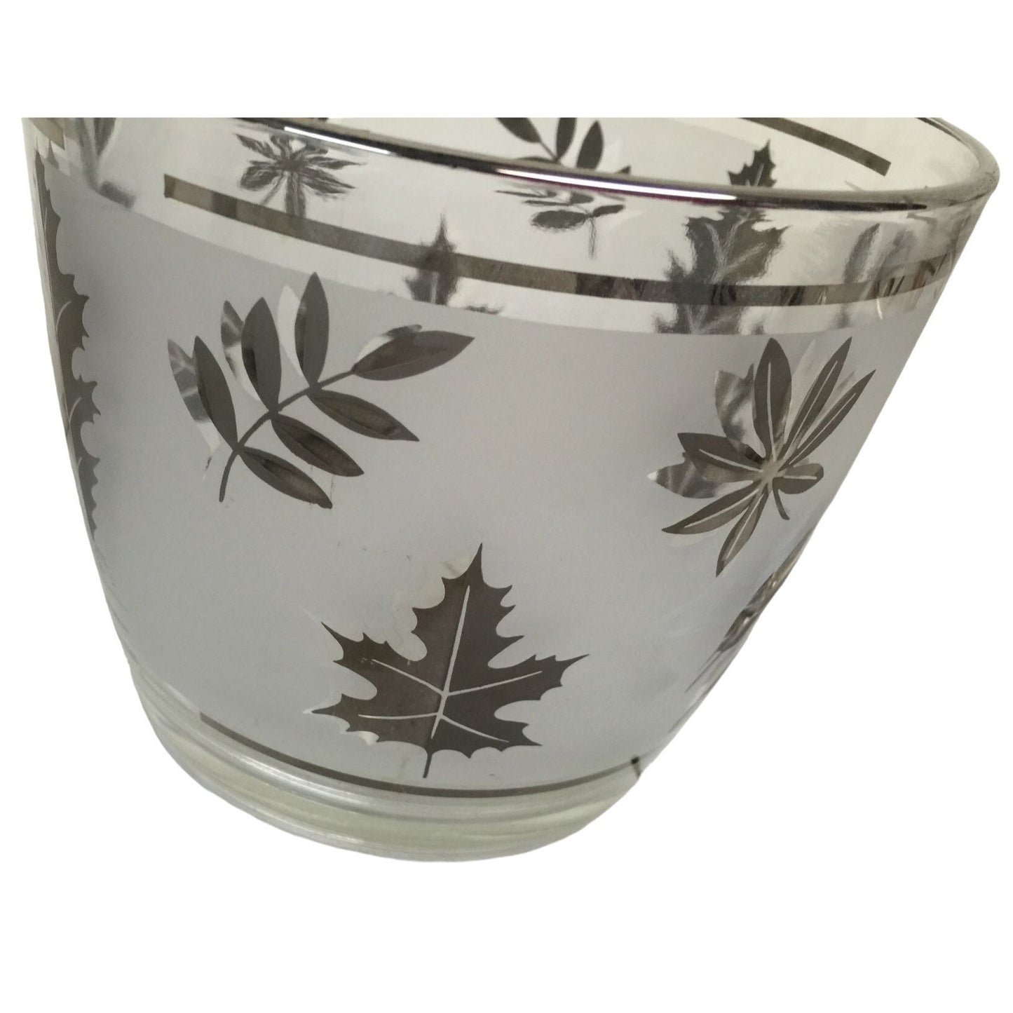 Vintage Cocktail Set 2 Icebuckets, Tumblers & Shot or fruit cups - 10 pieces all together frosted glass with leaves