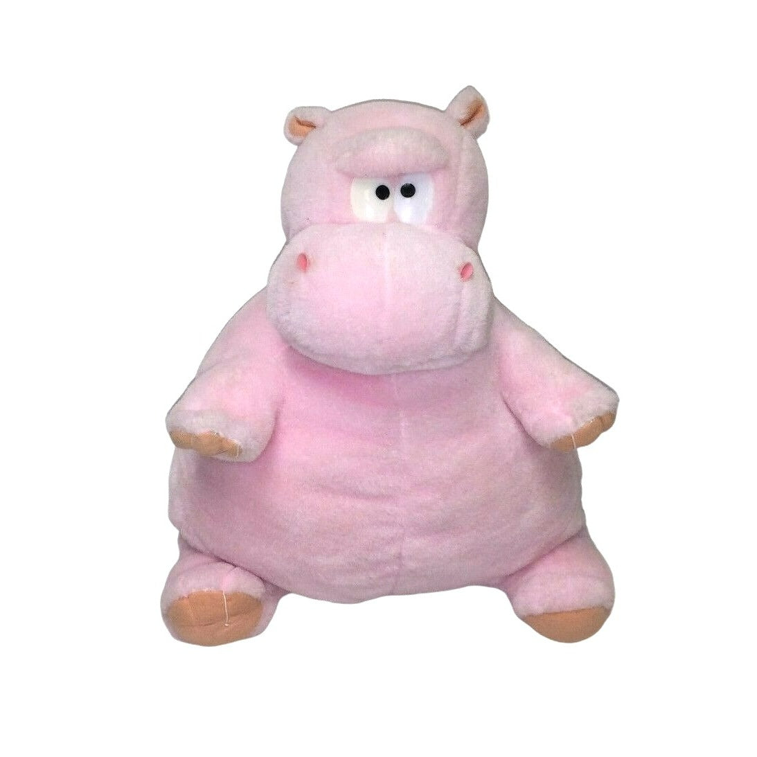 13" Pink Hippo SoftPlush - Wide Hippopotomus w funny eyes - toy