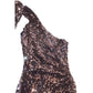 Evening Cocktail Dress - Bronze Tone Sequin one Shoulder Mini Dress Size 7 Windsor  A+ Stuff