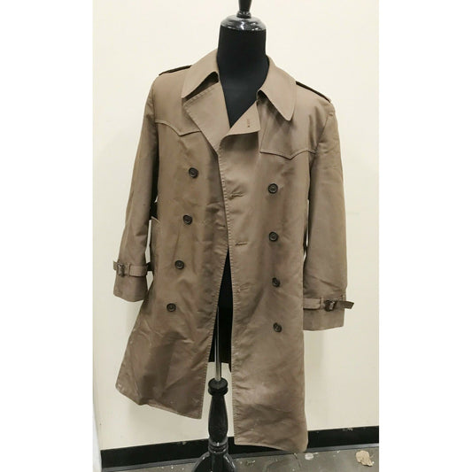 Vtg LONDON FOG Mens Tan Lined Trench Coat Double Breasted Size 42