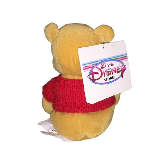 Pooh in Red Sweater - Disney Store Beanie - WInnie the Pooh in Red Knit Sweater with White Heart