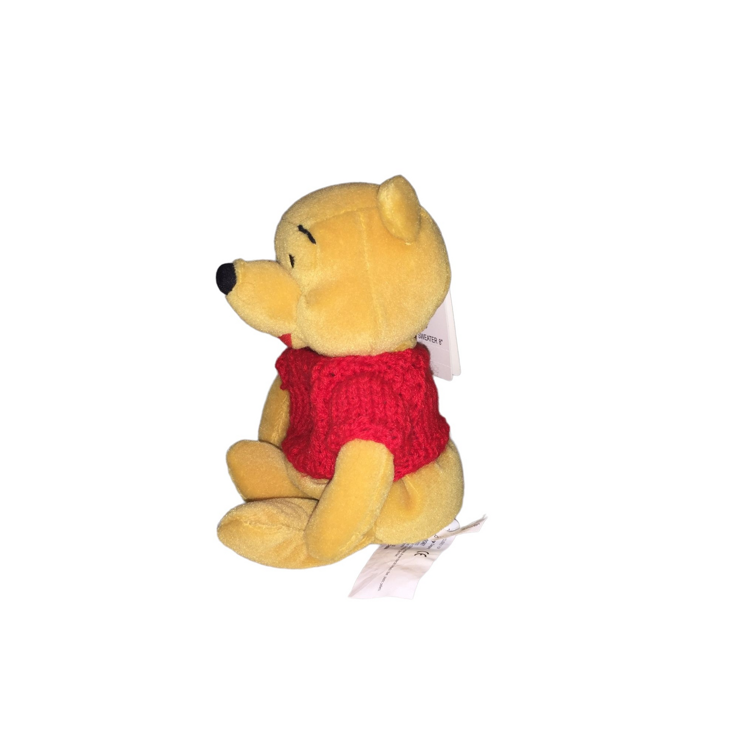 Pooh in Red Sweater - Disney Store Beanie - WInnie the Pooh in Red Knit Sweater with White Heart