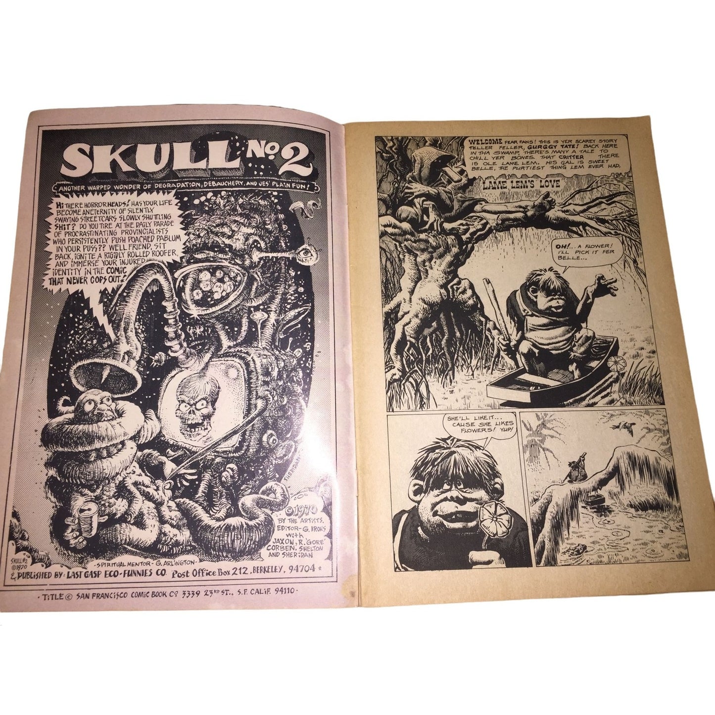 SKULL Comics - Tales Contrived to fip you out of your skull. 100% Horrid! Vol 1 No 2 Gilbert Shelton 1970