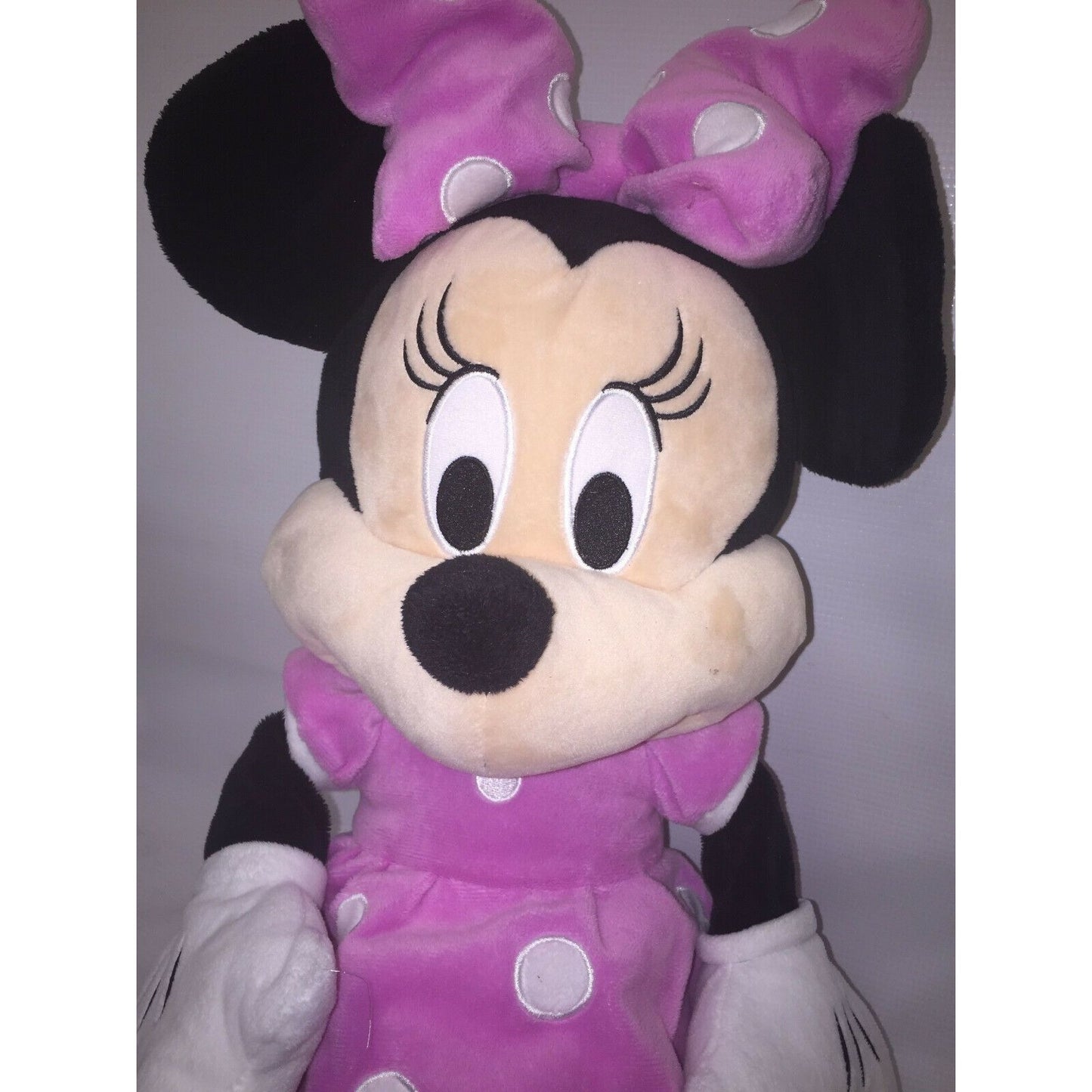 Pink Polka Dot Minnie Mouse Plush 18" Disney Toy - pink Dress