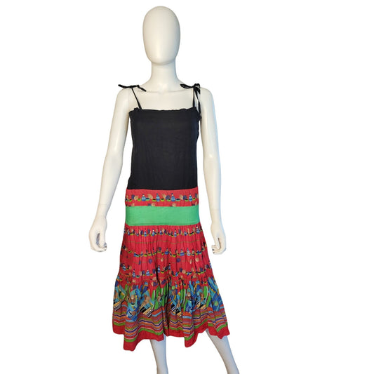 Colorful GYPSY DRESS Green, Red, Black SUMMER Dress