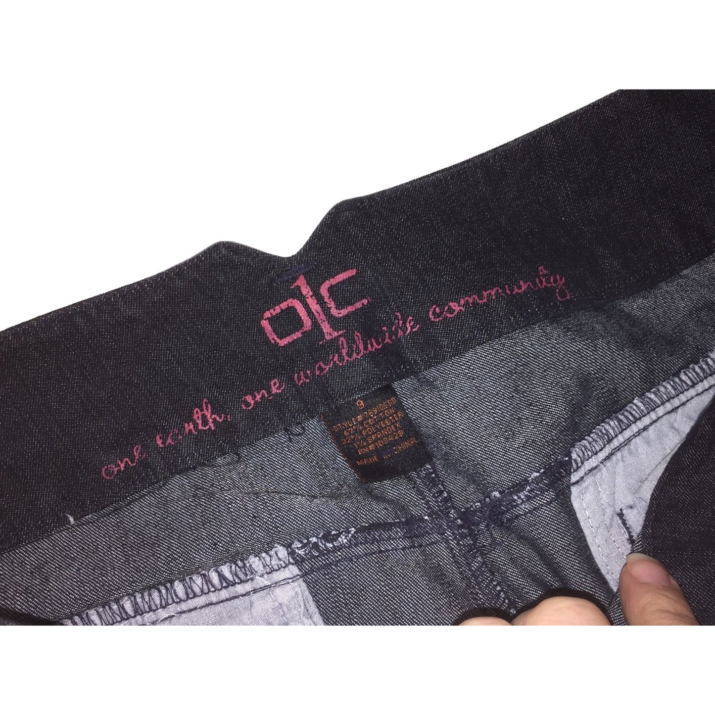 Black Jeans O1C One Earth one World 1 Community Size 9 women's denim pants - unique cut