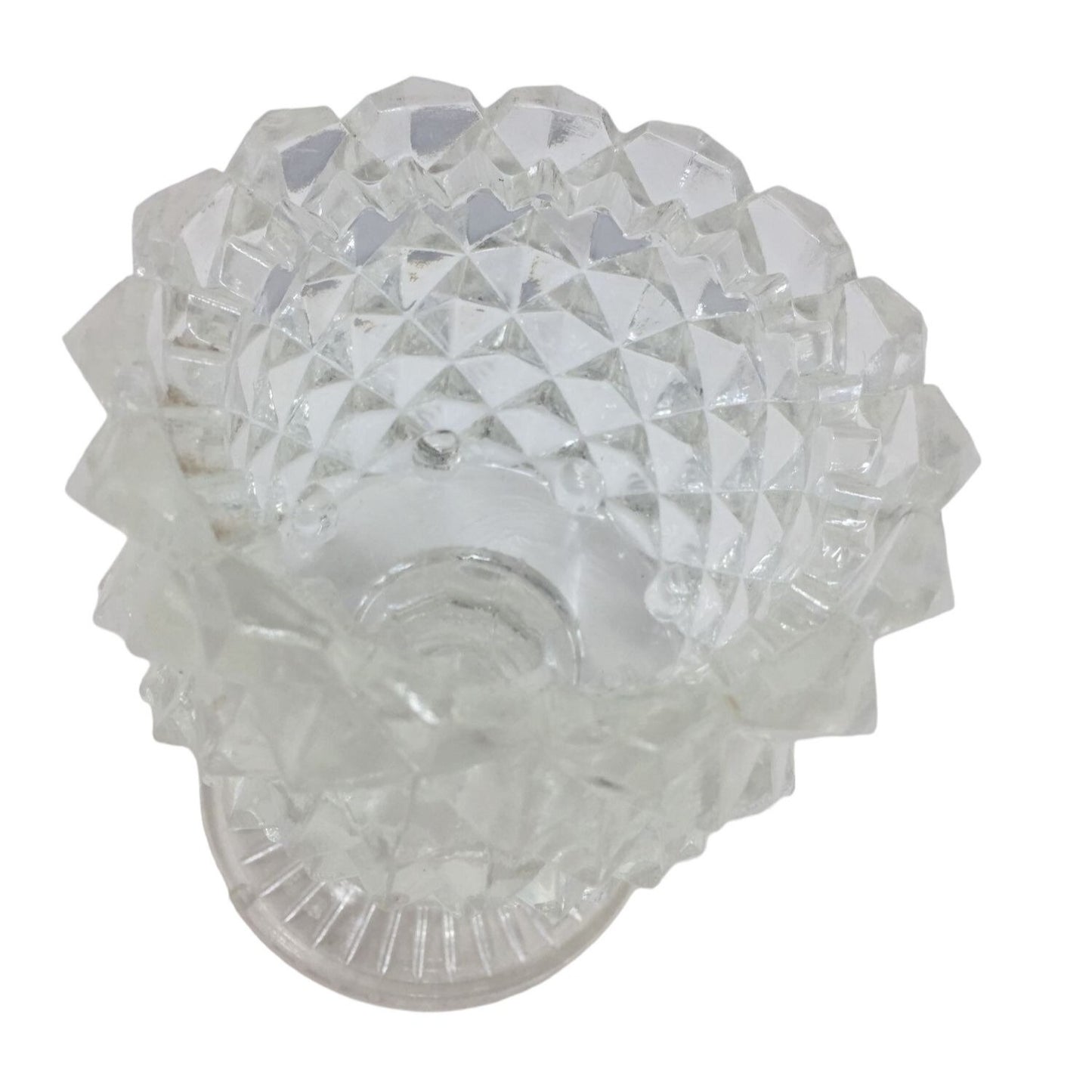 Pretty Leaf Shaped Crystal Serving Dish Prism Effect cut Bottom Ridges