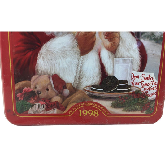 Only Oreo 1998 Santa Claus Eating Oreo Cookies Tin Sealed with Contents Anniversary Limited Edition Advertising Collectible