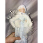 Porcelain Christmas Angel on Base White Fur & Blue Gem Beads Gown Unbranded  A+ Stuff Dolls