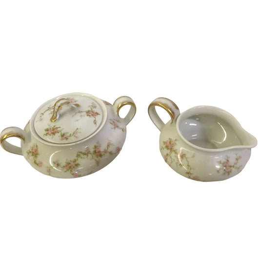Set of (5 Pieces) Theodore Haviland Limoges France - Fine China Cream, Sugar & Lidded Casserole Theodore Haviland Limoges France  A+ Stuff