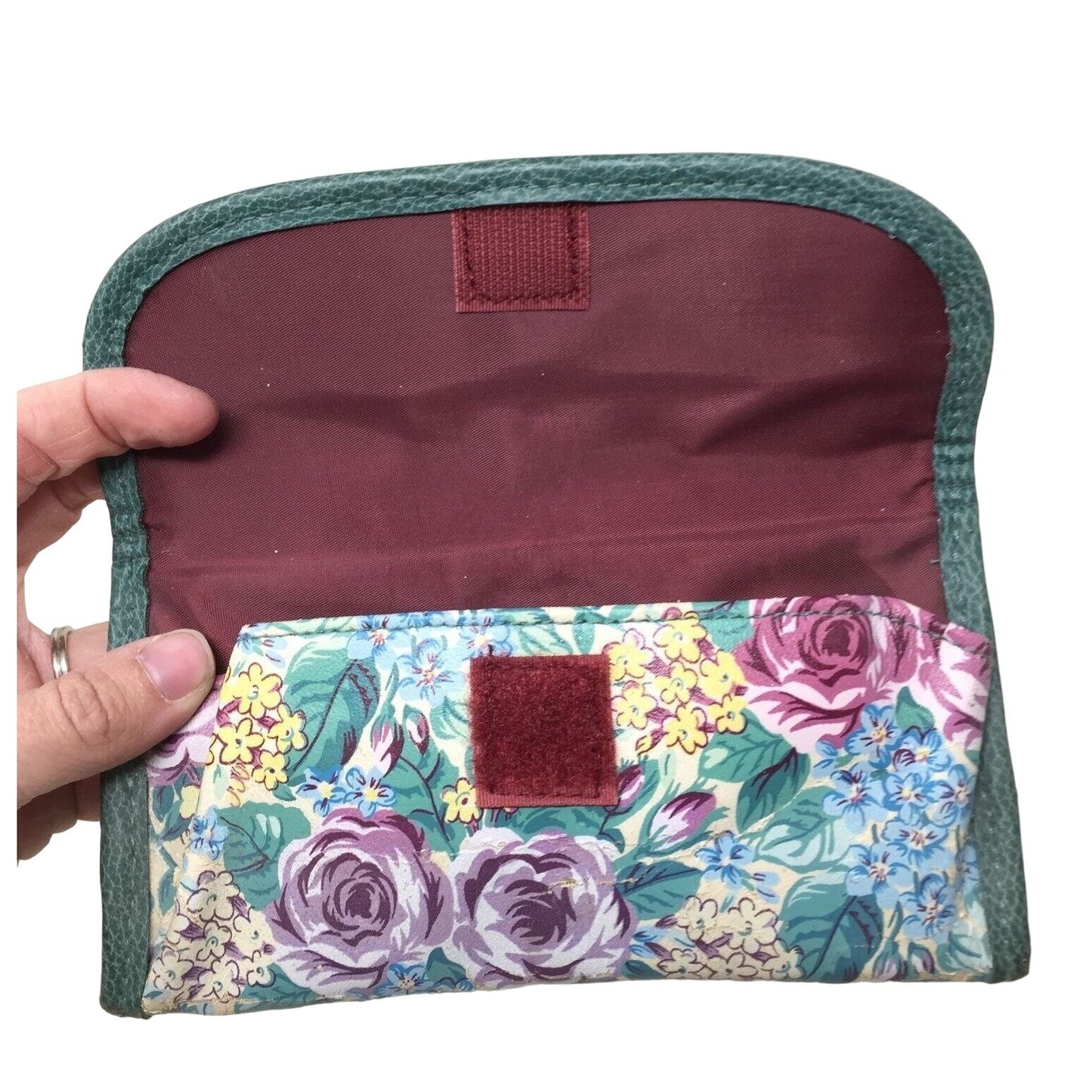 Teal and Purple Floral Print and Textured Solid Sunglasses or Glasses Case