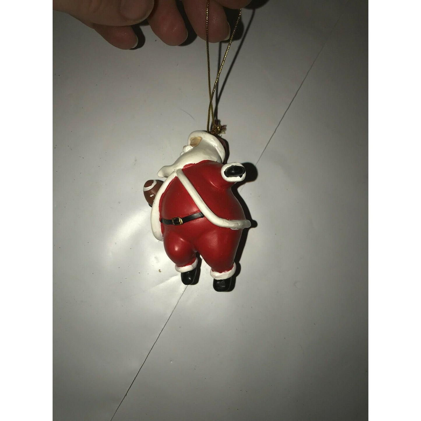 Football SANTA CLAUS Christmas Tree Ornament Santa w Football Xmas