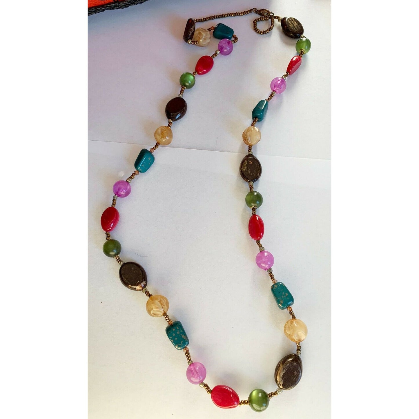 Pair of Pink & Coral Colorful Bead Necklaces (17" & 36") Layering