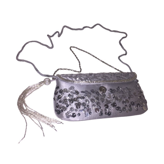 Kate Landry Gray is Purple Clutch Bag with Tassel and Sequins - Evening Bag