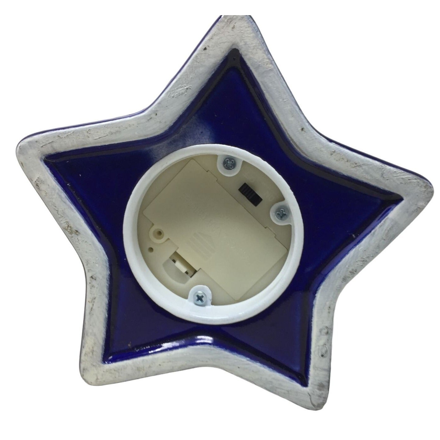 Cobalt Blue LED Candle Lantern 10" Tall with Star shaped body and Handle