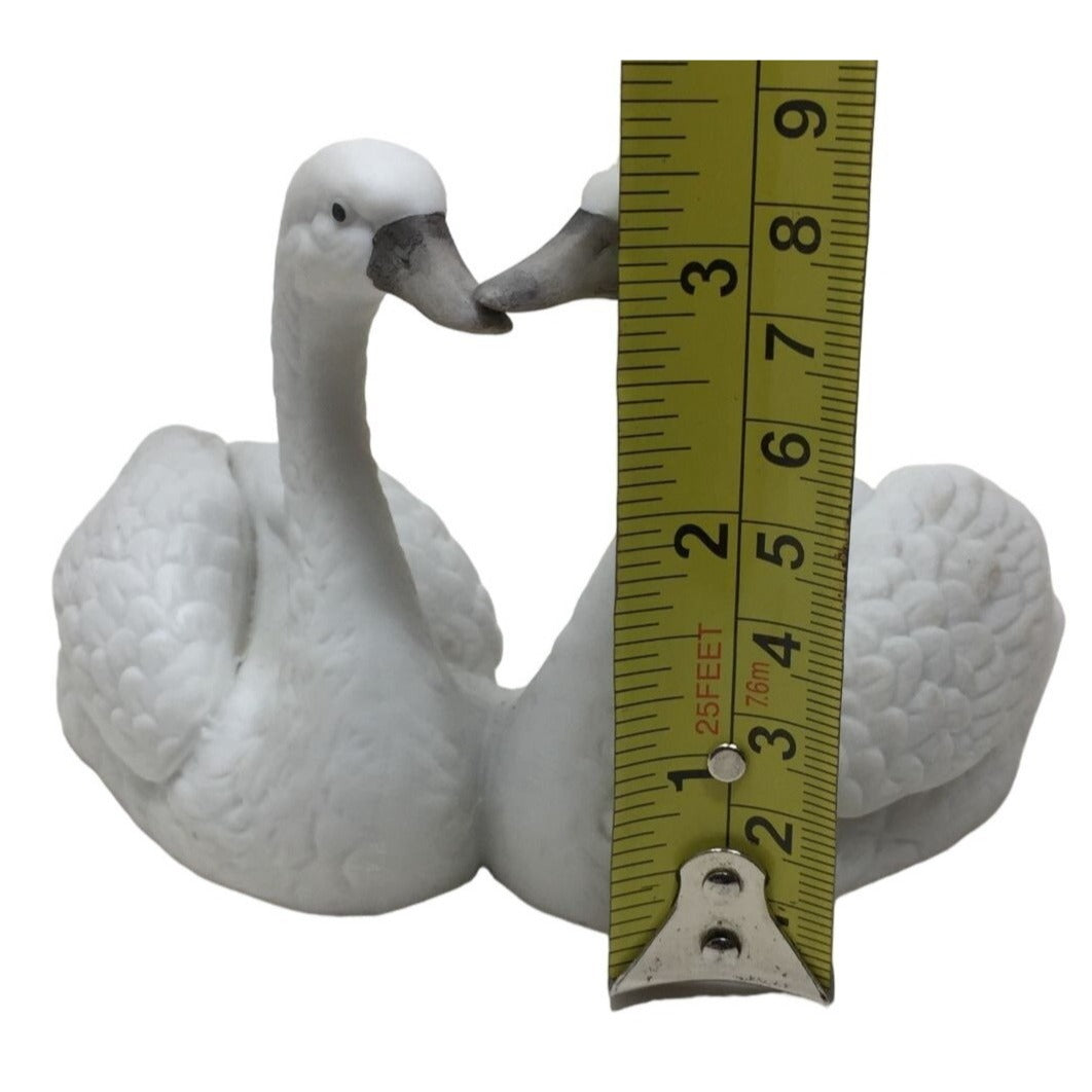 Vintage Swan Figurines  (1974) Aldon Accessories White Ceramic Swan Pair -