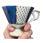 Blue and white Iridescent Teacup and Saucer Set with small gold accent pattern A+ Stuff  A+ Stuff