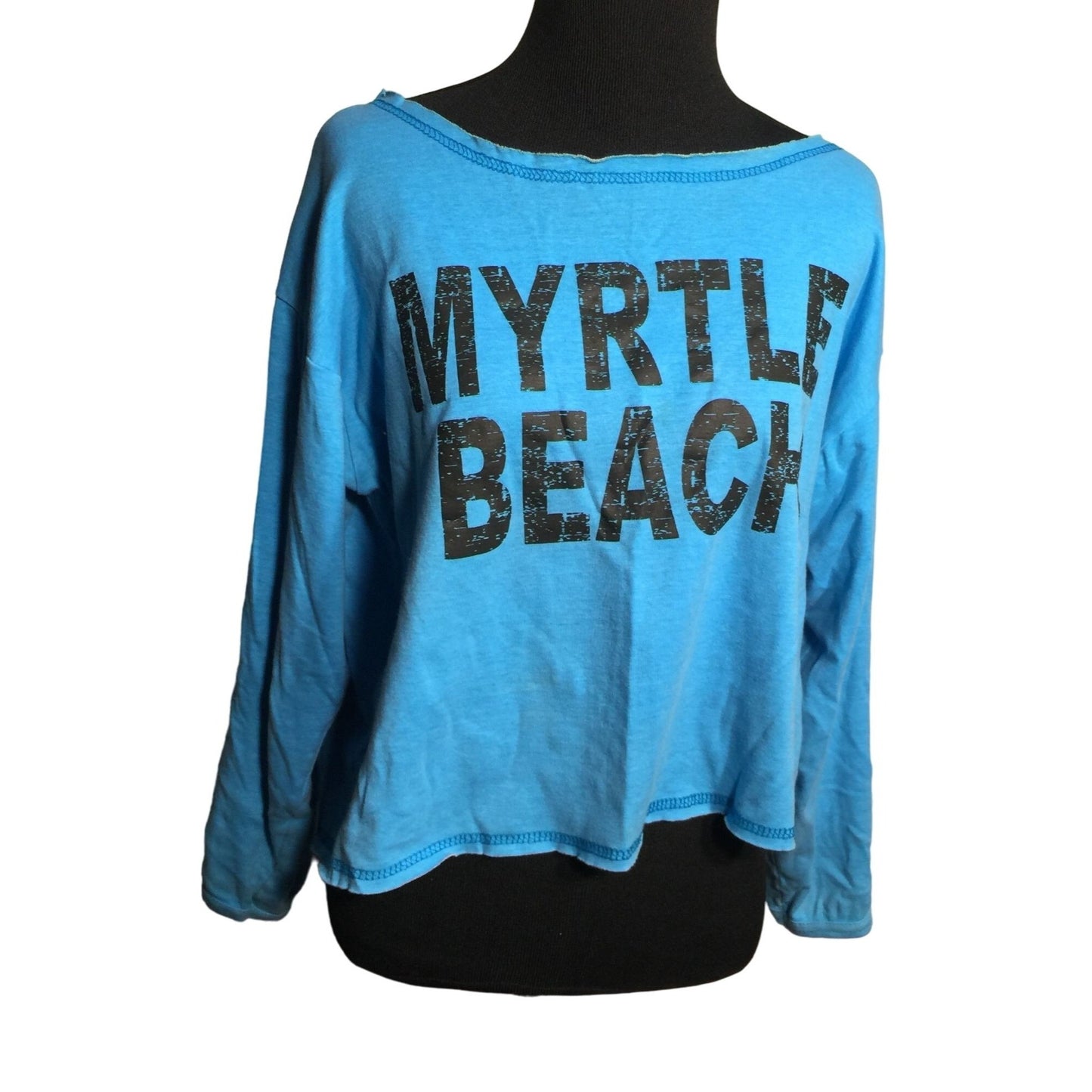 Vintage MYRTLE BEACH Blue Souvenir Shirt -  Wide "cut out" collar