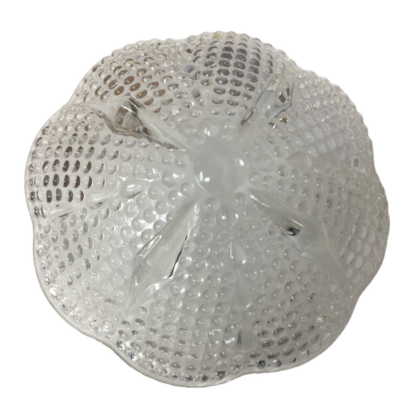 Pretty Clear Hobnail Dish with slightly scalloped edges  - 6.5" Diameter