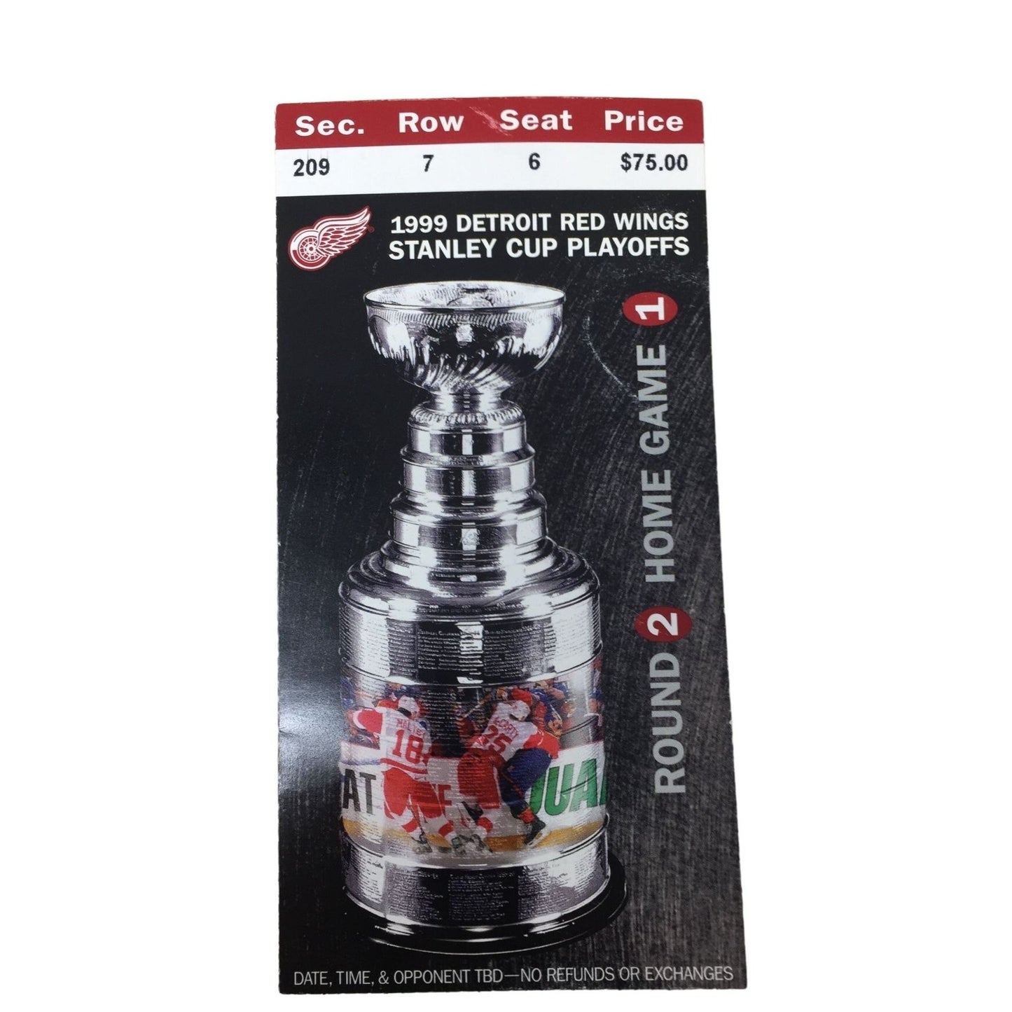 1999 Detroit Red Wings Stanley Cup Playoffs Round 2 Home Game 1 =  $75 Ticket Row 12 Seat 14 Sec 122