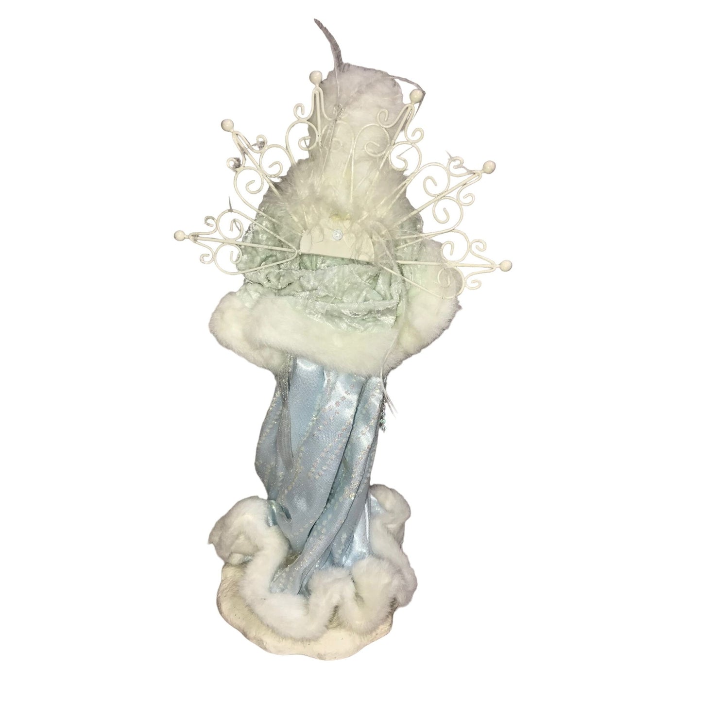 Beautiful Holiday Woman / Angel Decor - Blue and white Ice Angel Christmas Decor Faux Fur Edging