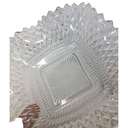 Pretty Diamond Pattern Serving Dish 7" Square with Scalloped Rippling Edges