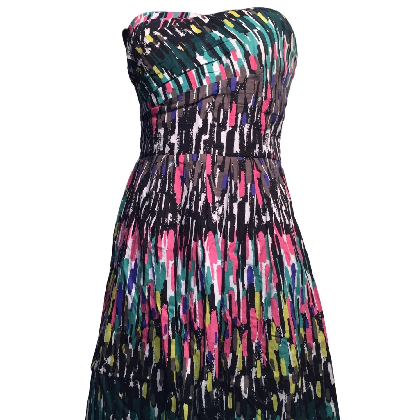 Johnny Martin Paint Stroke looking Sleeveless Party Dress Black, Teal, Pink, White, Yellow