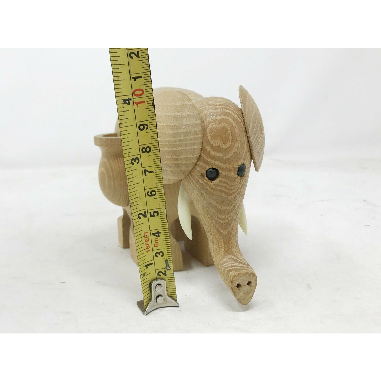 Small WOODEN ELEPHANT Decoration CUTE w tusks and small Holders  FREE SHIPPING