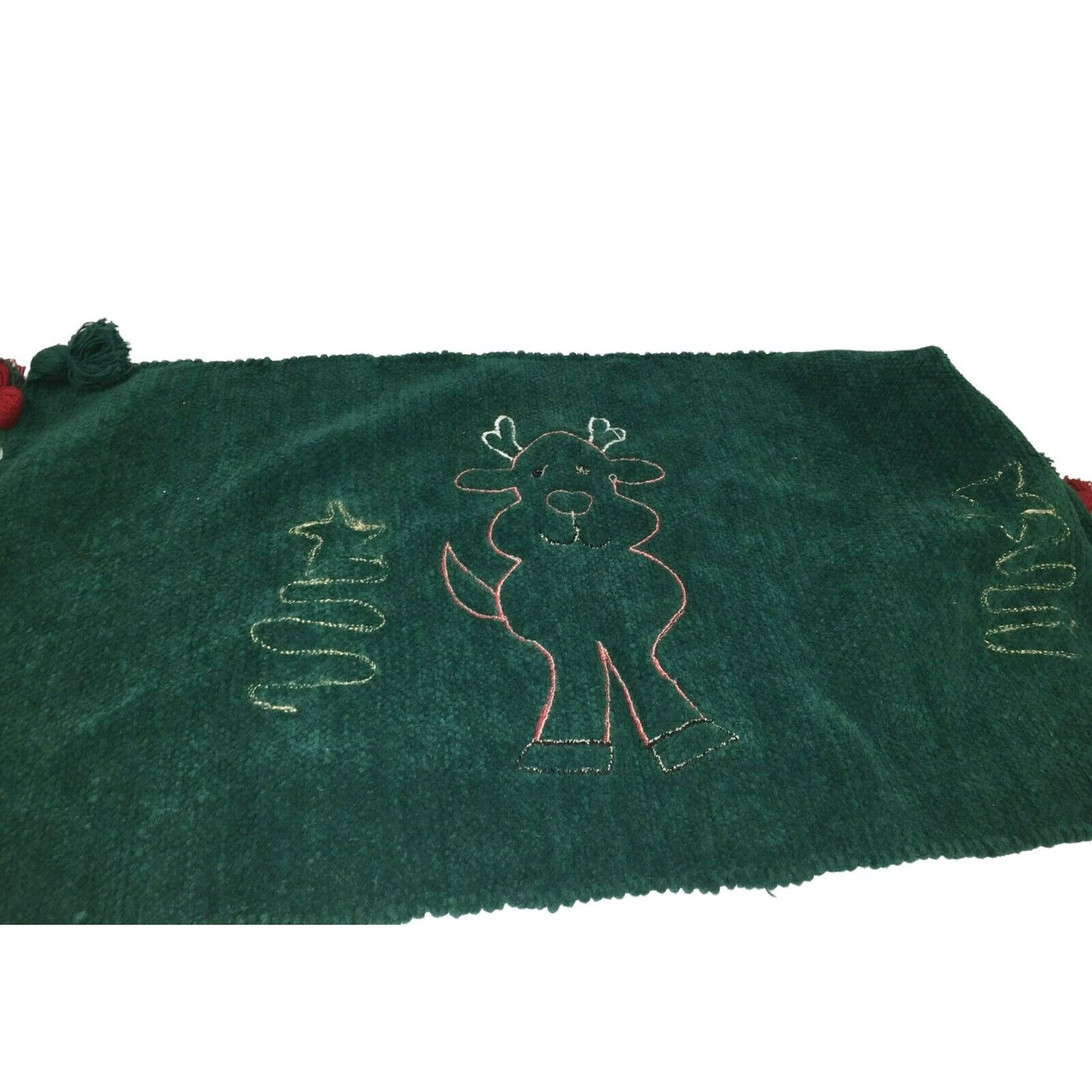 Red & Green Tasseled REINDEER RUG Rudolph the Red Nosed Reindeer