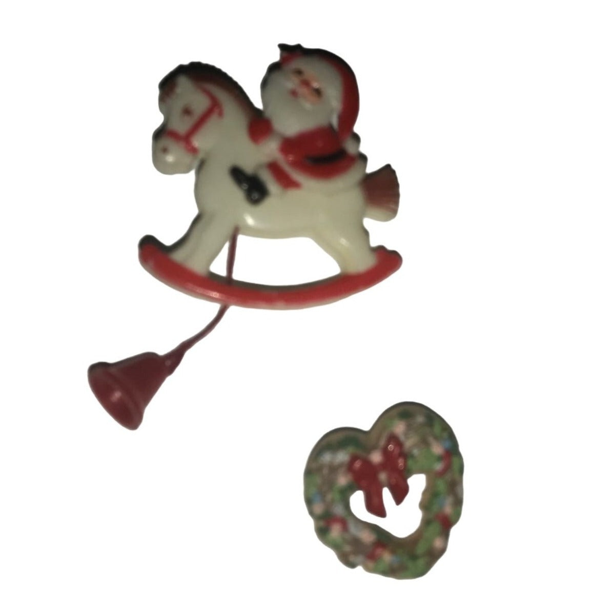 Vintage Holiday Jewelry PINS - One ROCKing Horse Santa - Retro Style - Great Find!