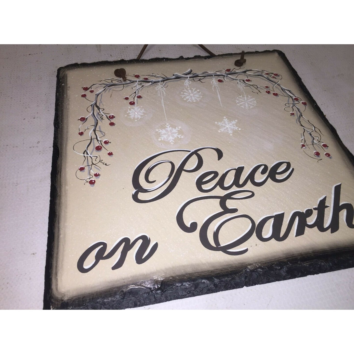 Peace On Earth Holiday Decorative Hanging Tile Christmas Decor