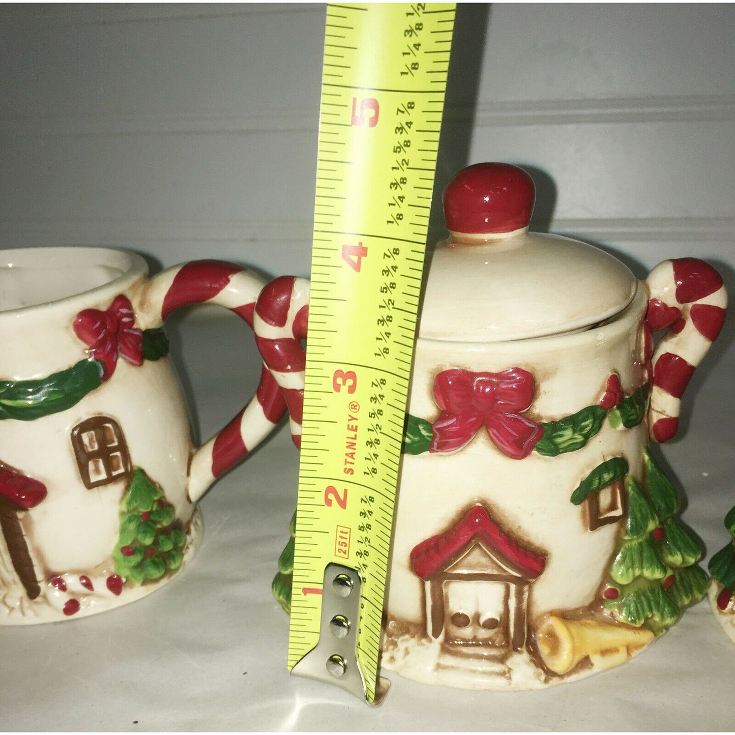 Holiday Village Creamer Sugar Marshmallow & Cookie Jar Serving Set