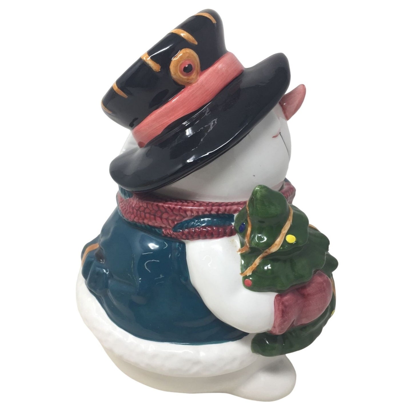 Fun and Festive Smiling Ceramic SNOWMAN COOKIE Jar - Great Holiday Kitchen Decor