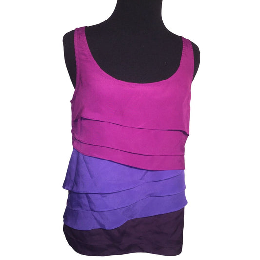 New York and Co Layered Tank - Fuschia and Purple layers  Womens Extra Small