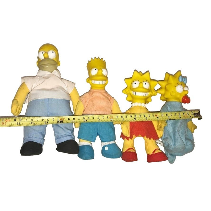 Vintage SIMPSONS family Dolls - Homer, Bart, Lisa and Maggie - TV Show Memorabilia, Matt Groening Collectible - some dirt on backs of clothi