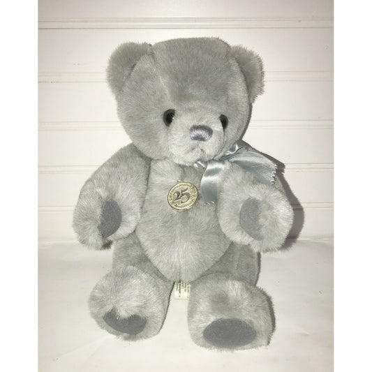 25th Anniv. Silver Teddy Bear 11" Plush California Stuffed Toy Co