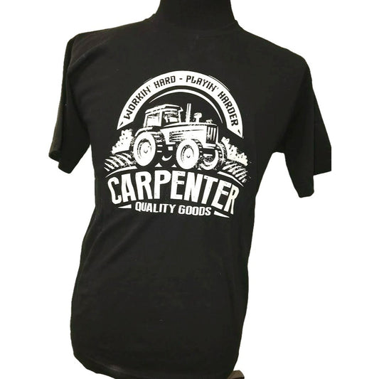 'Workin' Hard Playin' Harder' Carpenter Quality Goods American Made Country Style Mens T Shirt