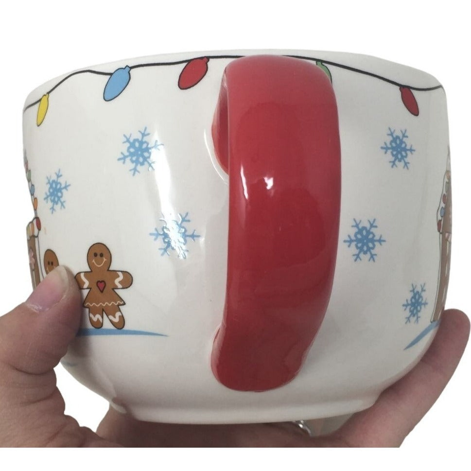 Cute Gingerbread Family with Gingerbread House Oversized Holiday Mug - Great for decorating or filling up with something as a gift