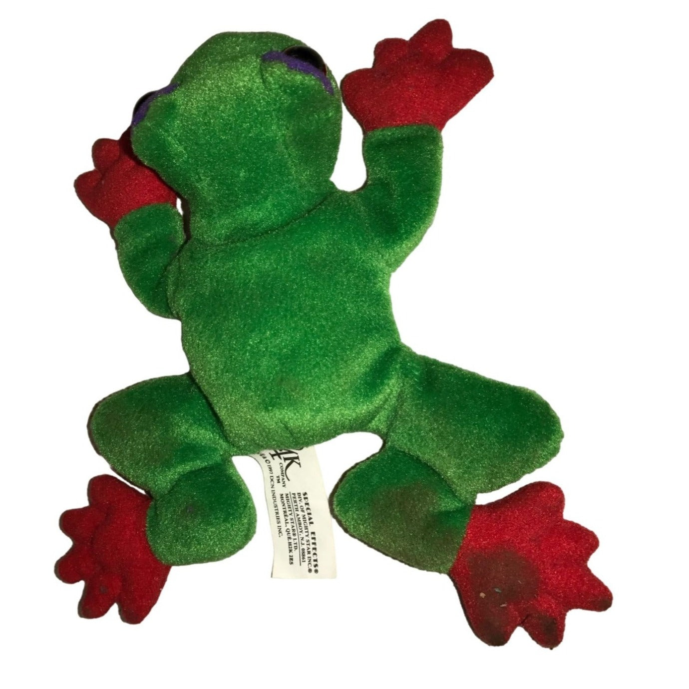 Special Effect 24K GreenTree Frog w Red Feet  Beanie Plush - Approx. 6" Long - Purple around Eyes - Vintage Collectible Plush