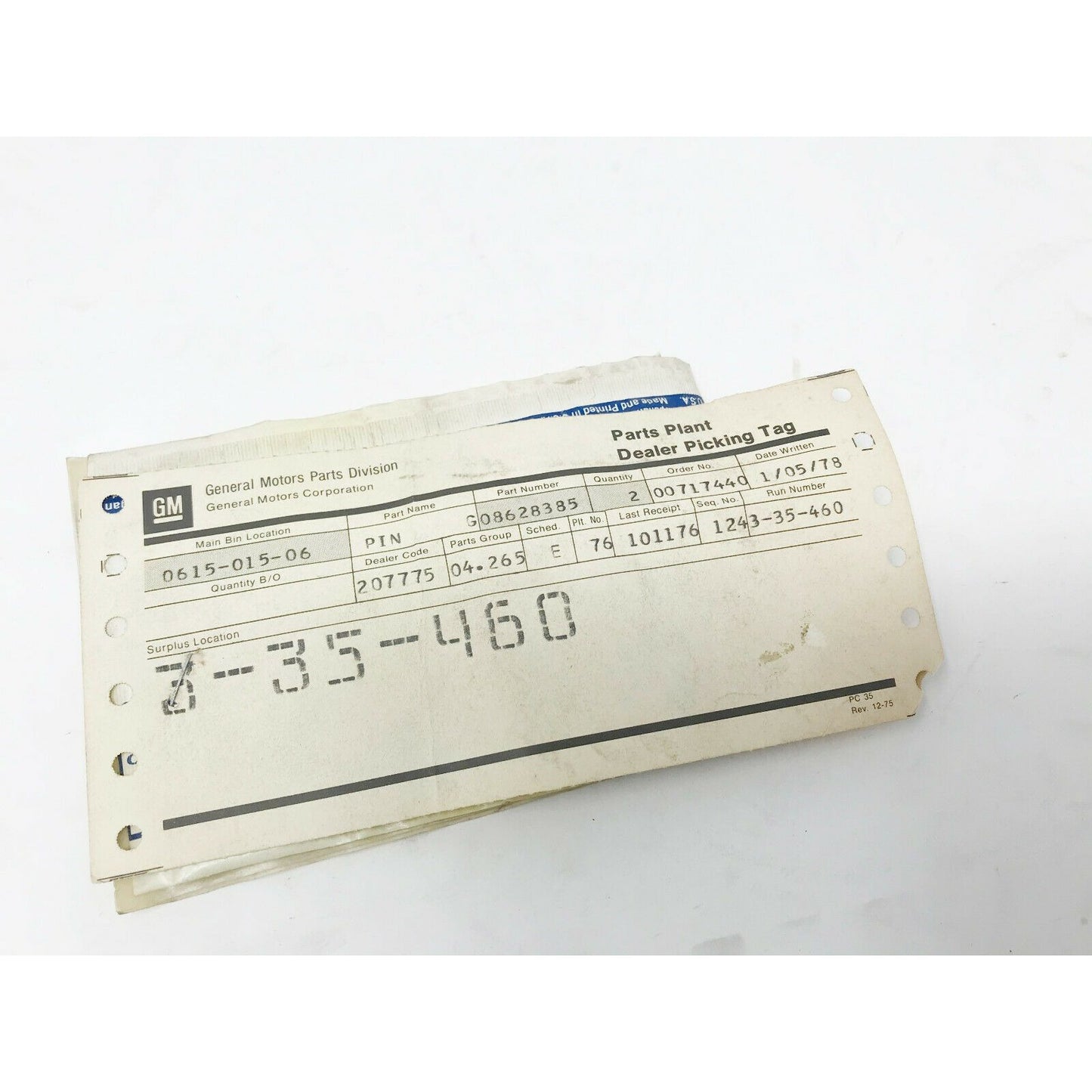 GENUINE GM 8628385 PIN GENERAL MOTORS OEM PART NOS 84-90