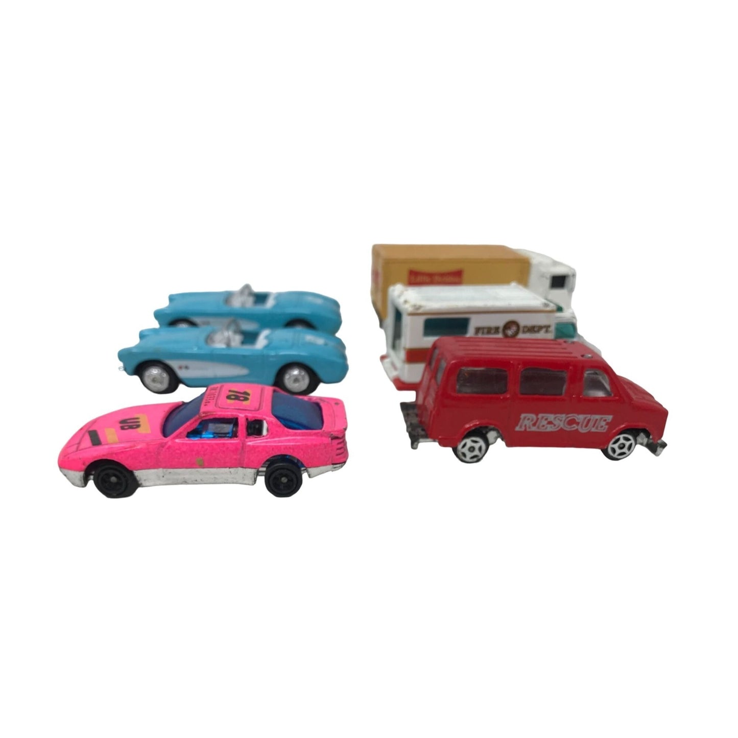 Vintage HOT WHEELS Cars (Most Diecast) STP #43, Orange Racer, FireTruck, Blue Bonneville, Little Debbie, Hot Pink #18