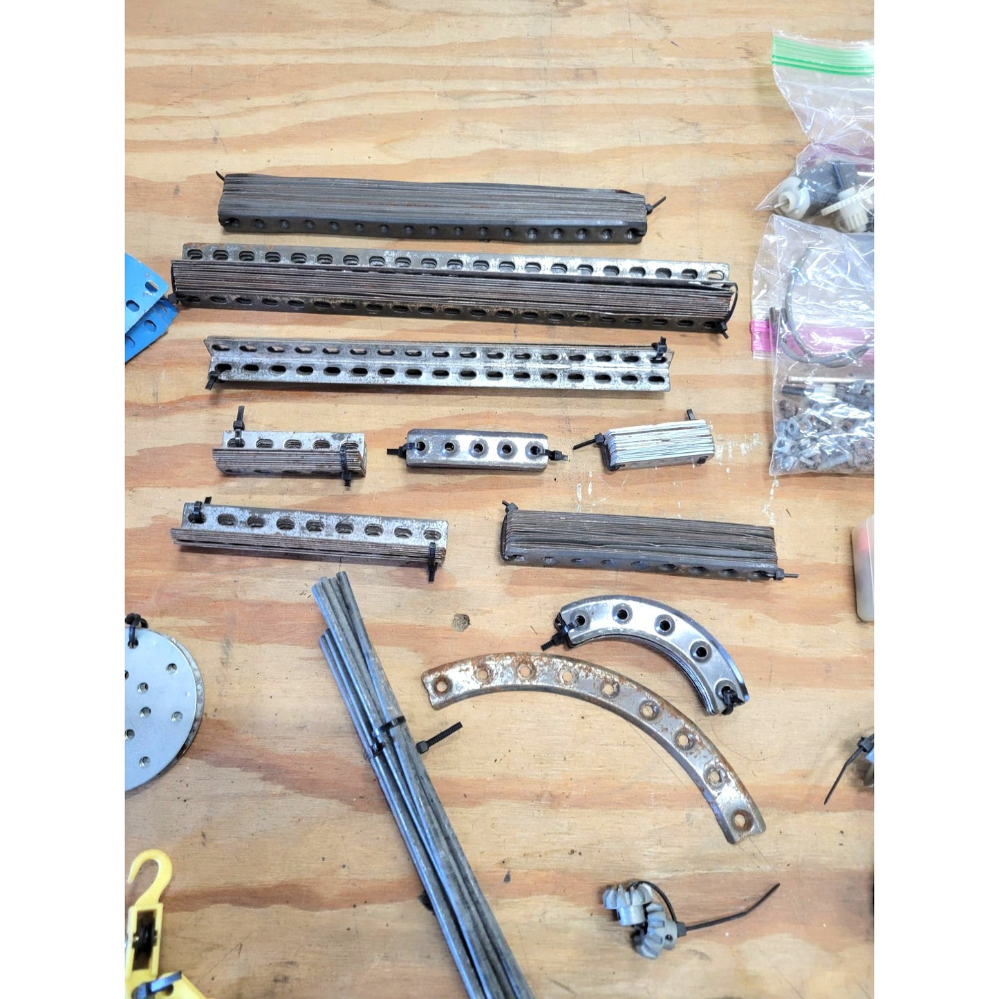 Large Lot of Vintage ERECTOR SET Parts Metal Construction Toy Parts