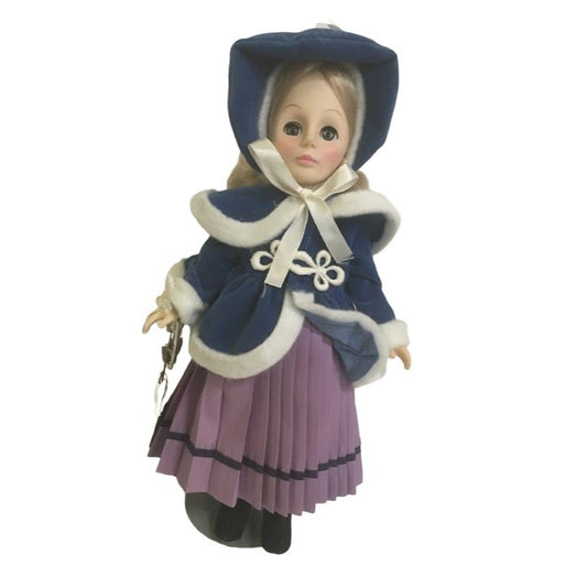 'Skater' - Female Effanbee Doll from the Currier and Ives Collection - Porcelain doll with hat, scarf and skates - girl ice skater