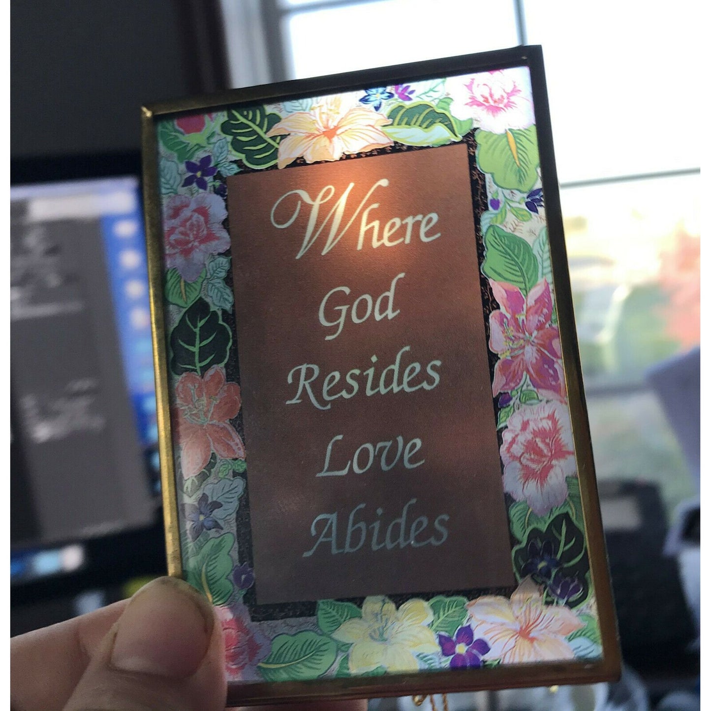 Where GOD Resides LOVE Abides Via Vermont Glass Plaque Decor