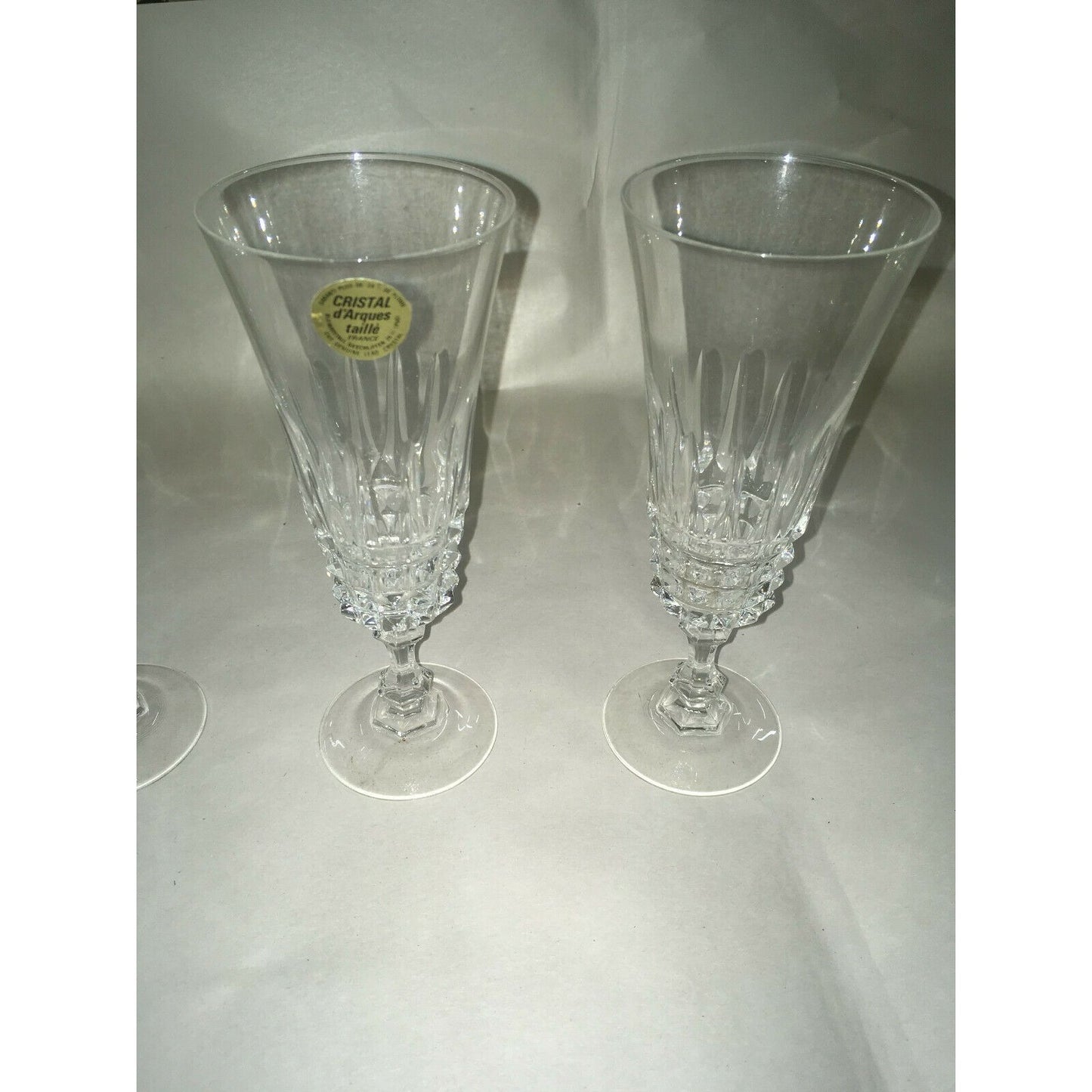 Vintage CRISTAL d'ARQUES - Taille- 4 Cut Glass CHAMPAGNE FLUTES