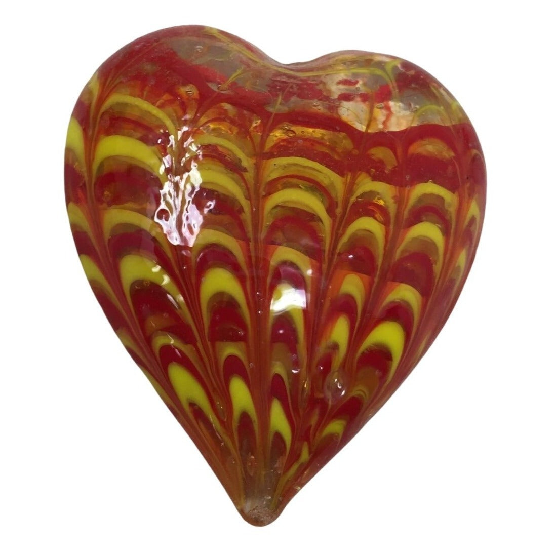 Pair of Art Glass Magnets - Red and Blue Heart Glass Magnets