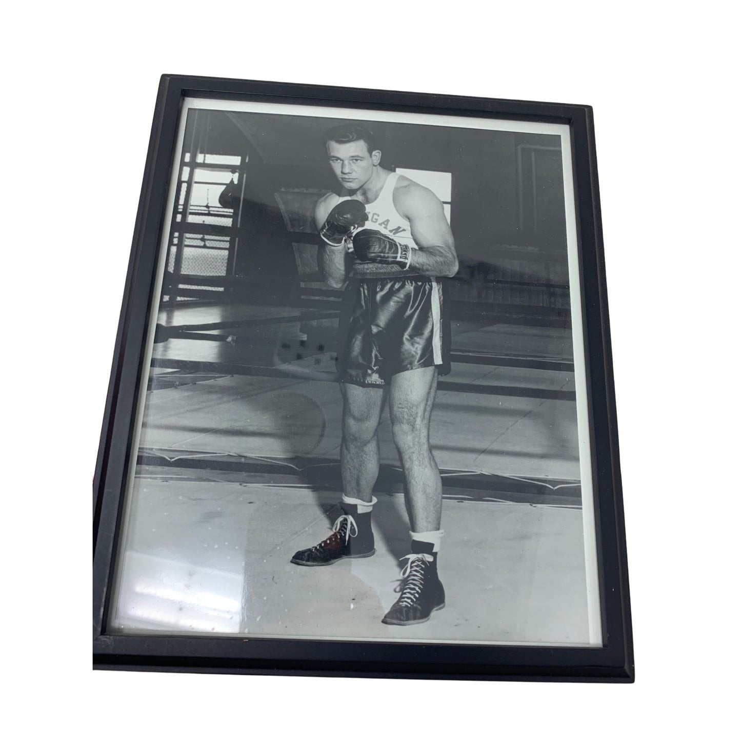 Set of 3 Vintage BOXING Photos - Black & White Mid Century Boxer Framed Pictures