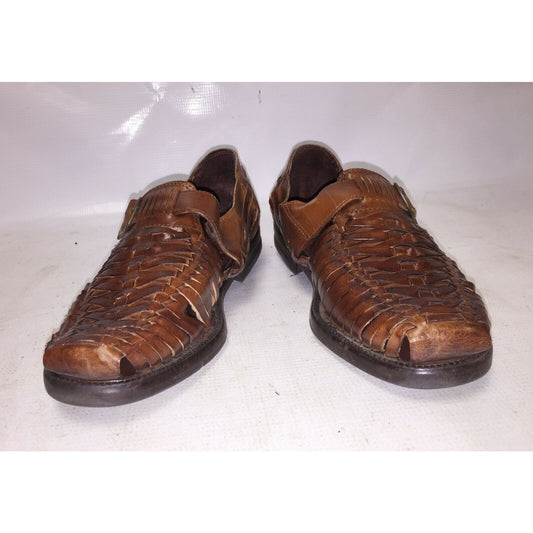 VERDE INTERNATIONAL Mens LEATHER Brown SANDALS Men's Size 9.5