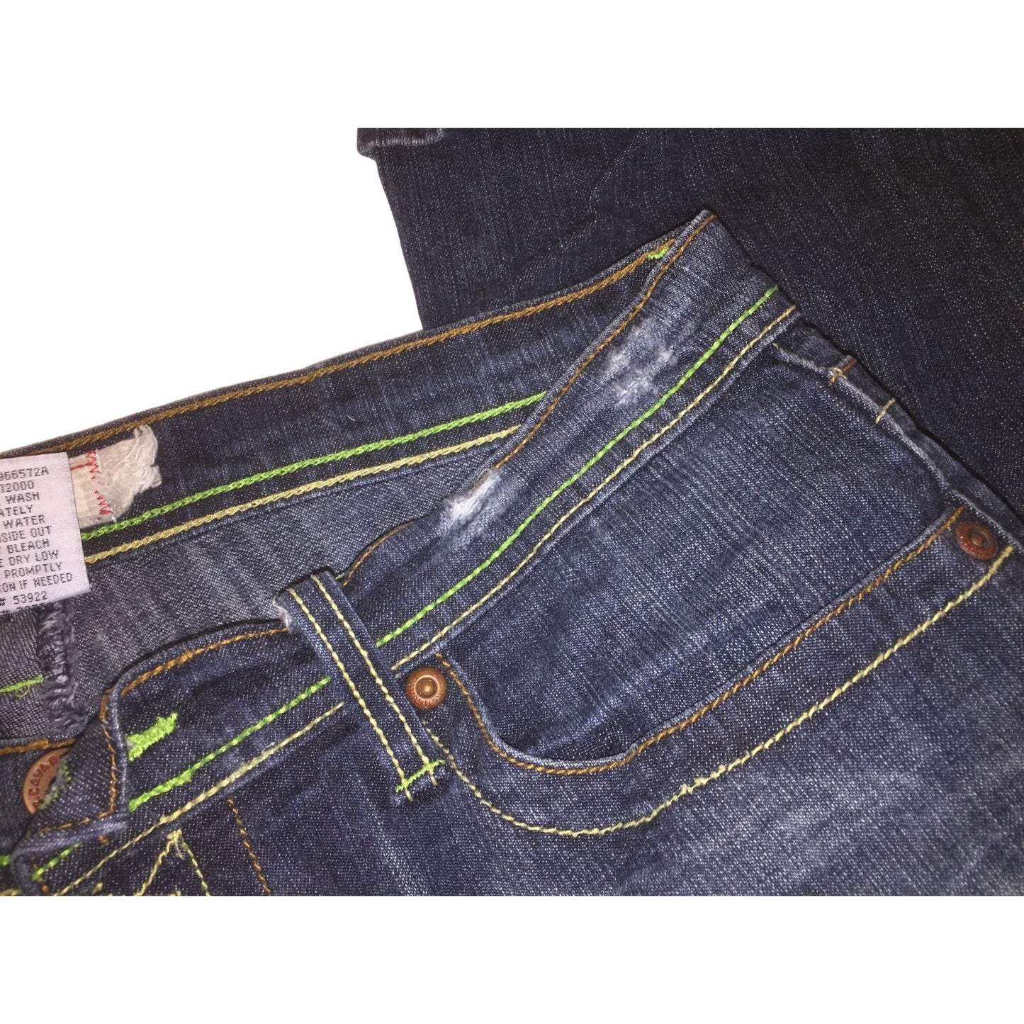 Vintage Z Cavarricci Jeans - Womens size 9 Green Swirl Embroidered Pockets Lime Green and tan threads