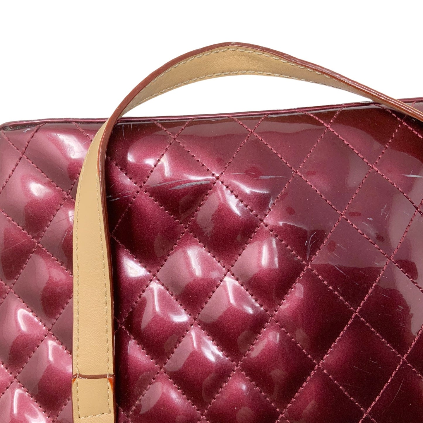 Red / Maroon Women's Shoulder Bag Quilted Design Faux Leather Straps